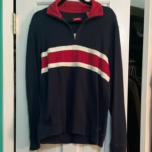 Izod Navy Pullover with Red and White Stripes
